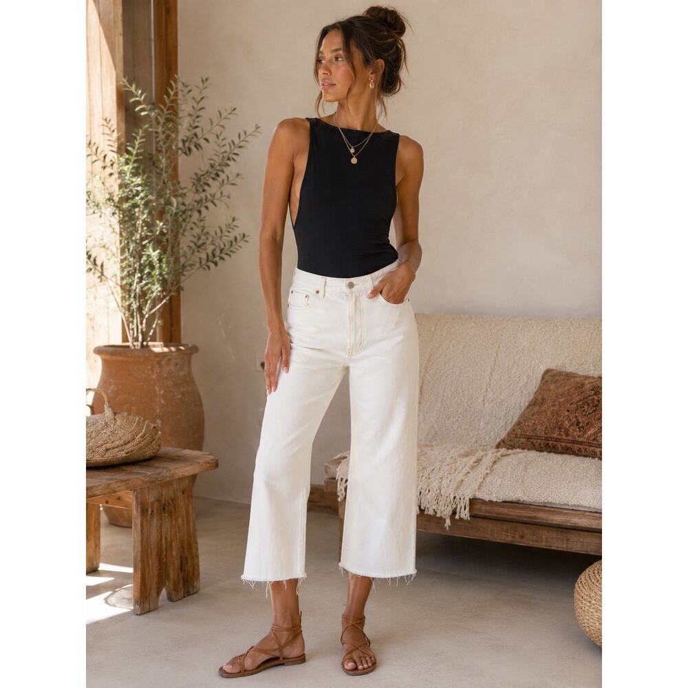 Free People Intimately Black High Neck Bodysuit Thong Open Armhole Minimalist